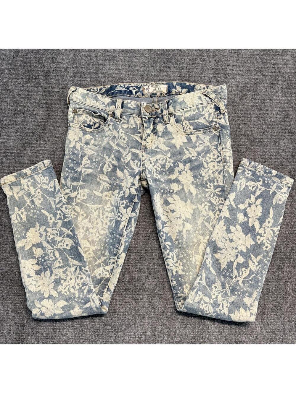 Free People Women's Blue and Multi Jeans